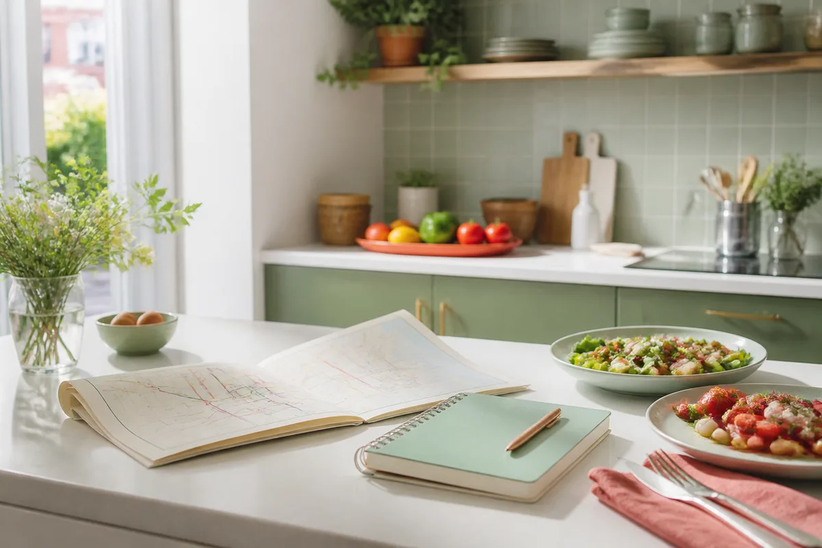 Plan de transport et carnet de notes posés sur une table près d une fenêtre